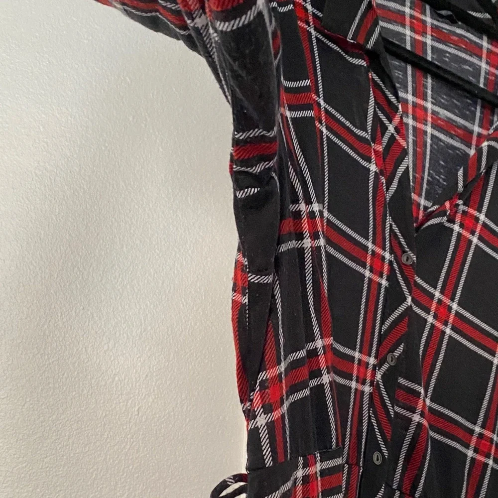 Derek Heart Black and Red Plaid Shirt Dress - Picture 2 of 11